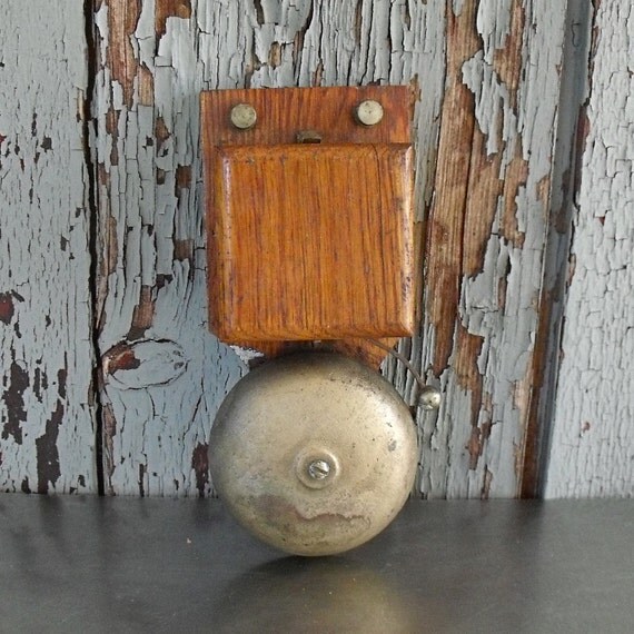 Antique Wood Mechanical Electric Doorbell