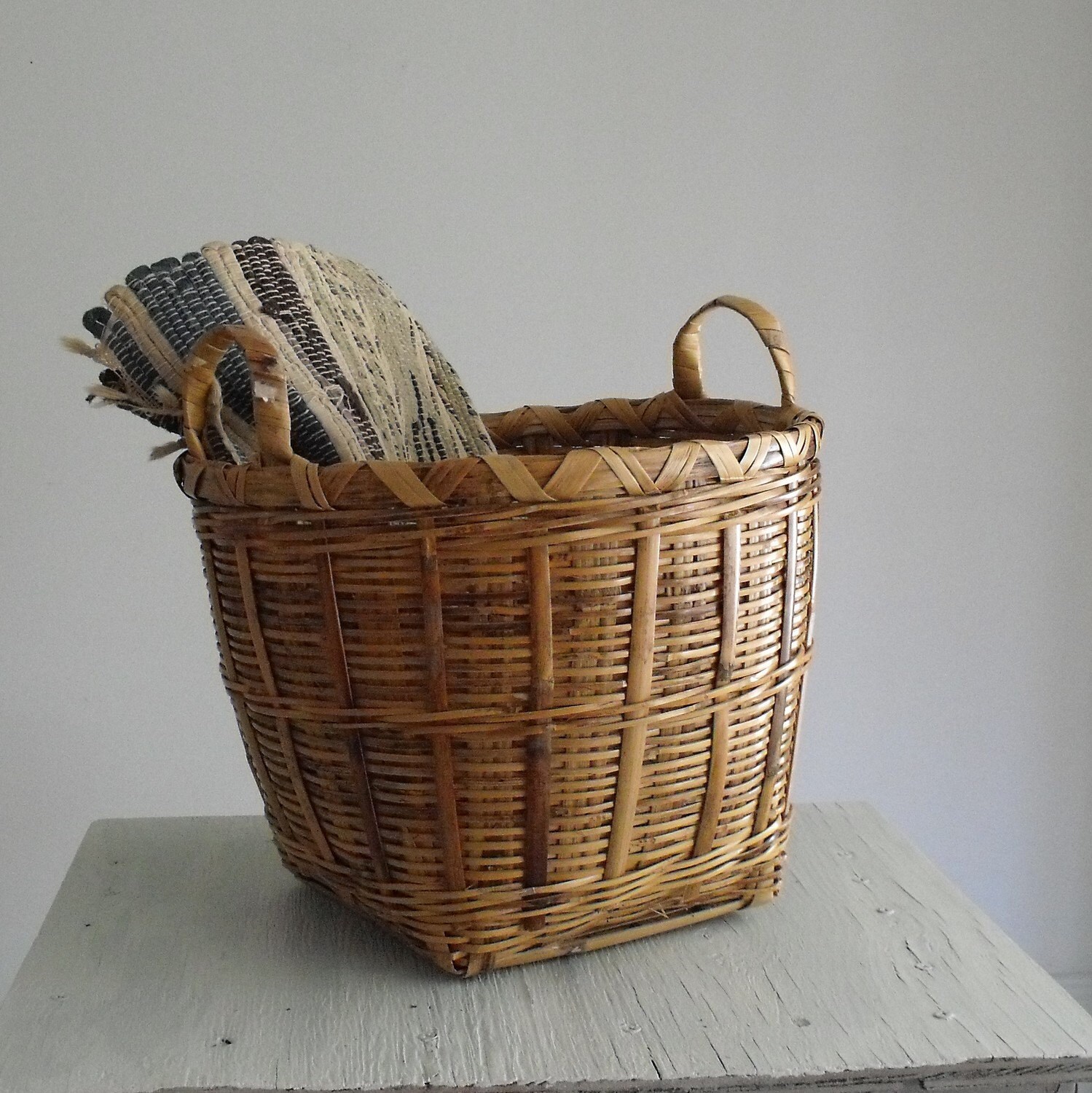 Vintage Bamboo Basket by solsticehome on Etsy