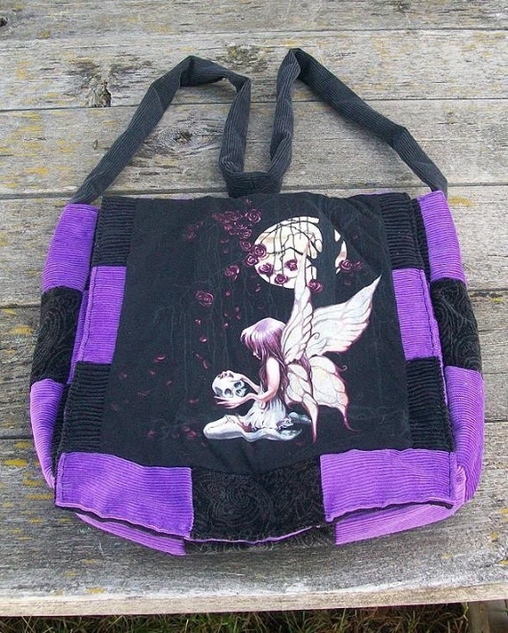 Goth Fairy Purple Black Messenger Bag