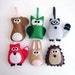 Felt Holiday Ornament Set - The Woodland Critters - Squirrel Raccoon Fox Rabbit Owl Hedgehog