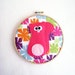 Fabric Wall Art - Helga the Hot Pink Squirrel - Retro Bursts