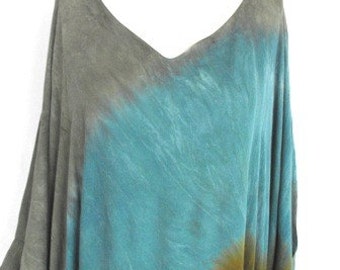 Tie Dye Caftan in Earthy Greens and Browns