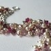 Sterling Silver Charm Bracelet Cabbage Rose Pink Crystal