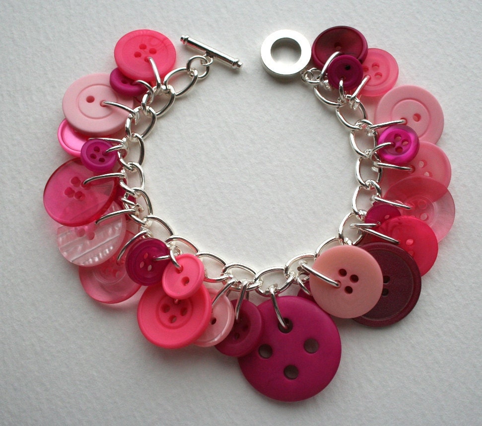 Button Bracelet Candy Stripe Pink