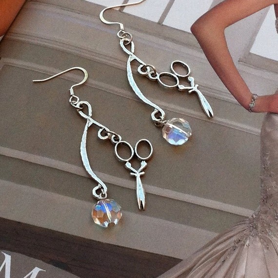 HairStylist Scissor EarringsClear Crystal