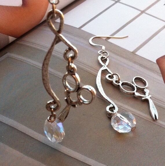 HairStylist Scissor EarringsClear Crystal