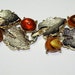 Vintage Bracelet Fall Amber Bead and Gold Tone Leaf 7 Inch