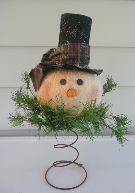 Primitive snowman nodder makedo tree topper Primitive snowman nodder makedo tree topper