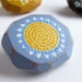 Sunflower Faceted Brooch, Sunflower, Flower, Sky Blue, Yellow, Faceted, Geometric