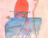 Sea Voyage, Contemporary Modern Art. Drawing, Original Abstract Drawing on Paper