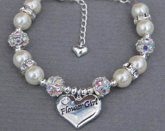 Flower girl Bracelet, Girls Wedding Jewelry, Gift for Flower girl, Flower girl Jewelry, Little Girls Bracelet, Girls Pearl Bracelet