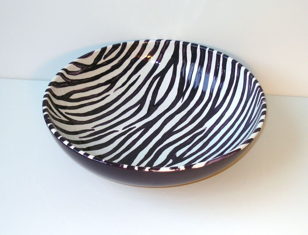 Purple Zebra Print Serving Bowl