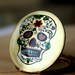 Skull locket - Day of the Dead, Red, Green, Heart, Flower, Image, Swarovski Crystal, Halloween, necklace