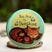 Fox locket,art,print,original drawing,quote,love,weddings,yellow,green,orange,tan, image,locket