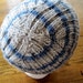 Men's Beanie Hat, Hand Knit in Pure Wool Fog Grey & Denim Blue Stripes - Traditional Hand Knit Men's Unisex Striped Winter Hat
