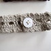 Rustic Romantic Wrist Cuff in Pebble Grey - Cotton Linen Blend Thread - Handmade Lace