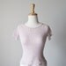 Women's Raglan Lace Top in Thistle and Ecru - Cotton and Silk - Hand Knit Transparent Lacy Short Sleeved Spring Sweater - Pale Orchid, Sale