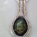 Anemone Wire Wrapped Pendant Artisan Lampwork Glass Silver