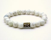 White Modern Beaded Bracelet / Stack / Stretch / Smaller Beads / Neutral / Natural