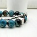 Teal Black Agate Beaded Bracelet - Prime / Fashion Sky Ocean Galaxy / Holiday / For Her / Under 35