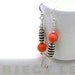 RES for Maria - SALE - Orange Tangerine Coral Sterling Silver Modern Dangle Earrings / Bohemian / Tangerine / Asymmetrical