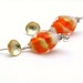 Orange Gold Bohemian Post Earrings / Boho Murano Glass Post Earrings / Mixed Metals Post Earrings / funky cool offbeat colorful