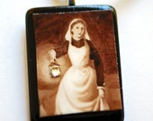 pendant Lady with the lamp Florence Nightingale  necklace recycled game tile nurse