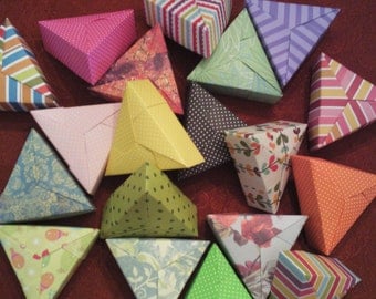 5 Assorted Mini Paper Origami Triangle Boxes