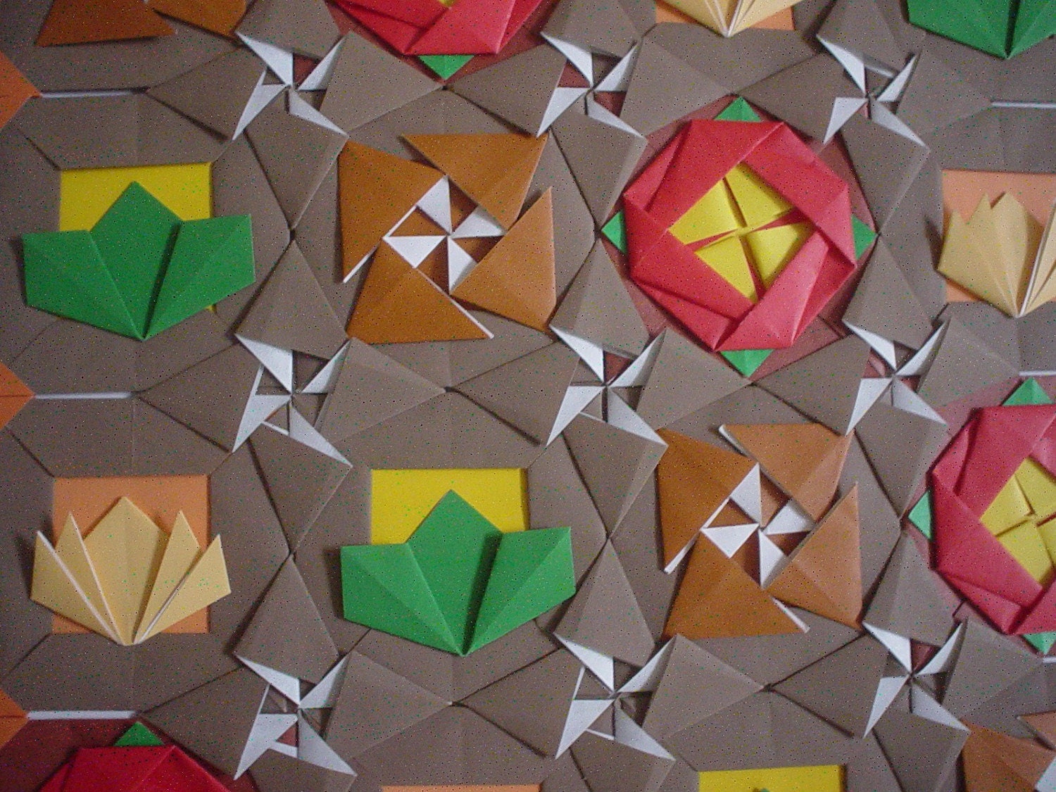 Paper Quilted Origami Mosaic Wall Art Chocolate Garden