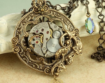 Steampunk Necklace Steampunk Jewelry Steampunk Pendant Steampunk Watch Necklace Victorian Steampunk Necklace Steampunk Jewellery Gears