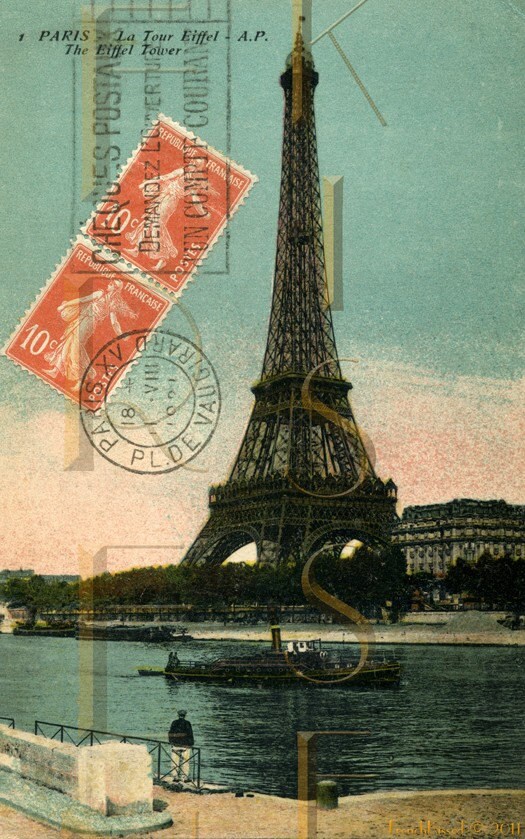 Items similar to Orange Postage Stamp EIFFEL Tower PARIS