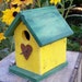 Birdhouse Yellow Rustic Primitive Chickadee Wren Cute Songbirds Rusty Heart