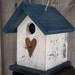 White and Blue Birdhouse Wren Chickadee Small Songbirds Metal Heart