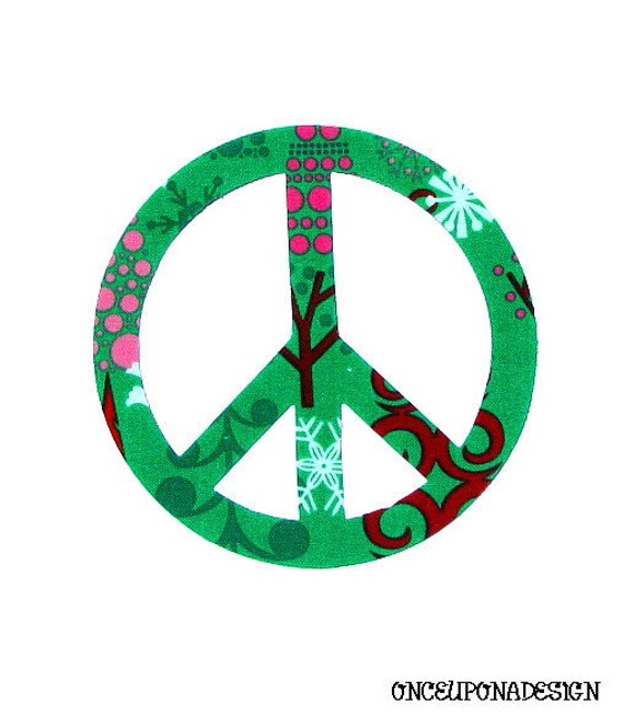 Christmas Peace Sign Iron On Applique by OnceUponaDesign on Etsy