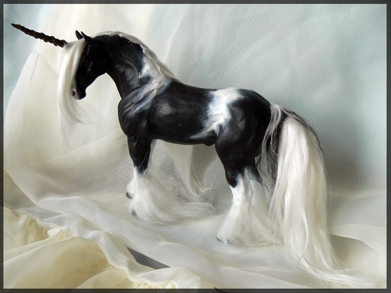 OOAK Gypsy Vanner Unicorn Sculpture Fantasy doll by Janine H