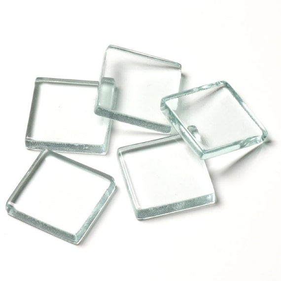 40 Clear Square glass tiles 7/8 inch Mosaic Tile