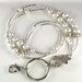 Beaded Lanyard JASMINE glass id badge holder - white pearls