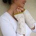 White Cable Knit Gloves With Citrine Edges