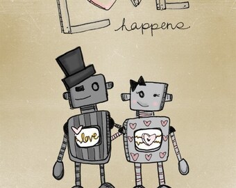 love happens- Beautifully textured cotton canvas art print. Order as an 8x10 11x14 or 16x20 size.