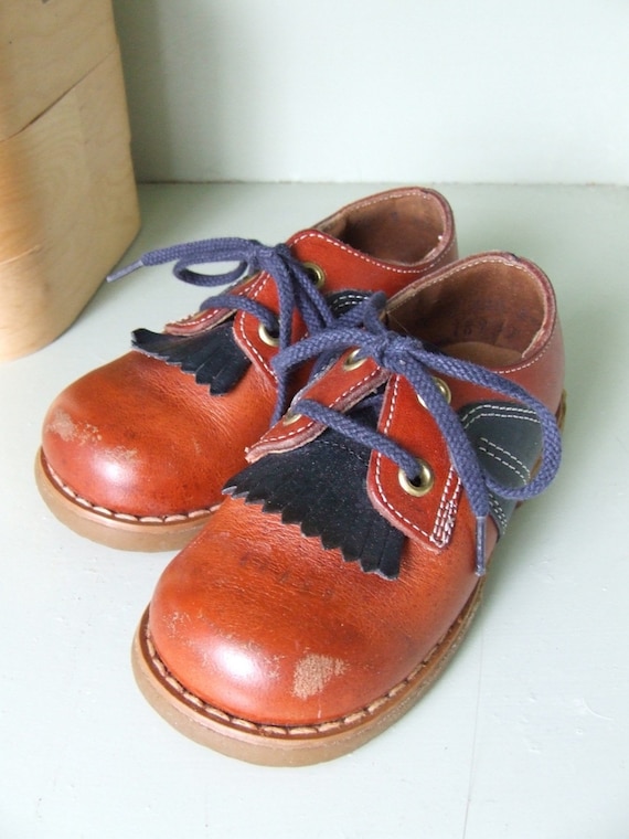 Little Dude Shoes Vintage Buster Brown Loafers Navy Russet