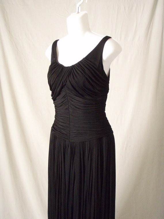 1960s Little Black Dress Form Fitting Ruched Small