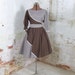 Vintage Brown and White Square Dance Dress Rockabilly Medium Large