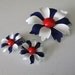 Red White Blue Brooch and Earring Set 1960s Enamel