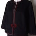 1960s Wool Suit Mandarin Collar Black Two Piece Asian Wool Suit Jacket Skirt Black Medium Large