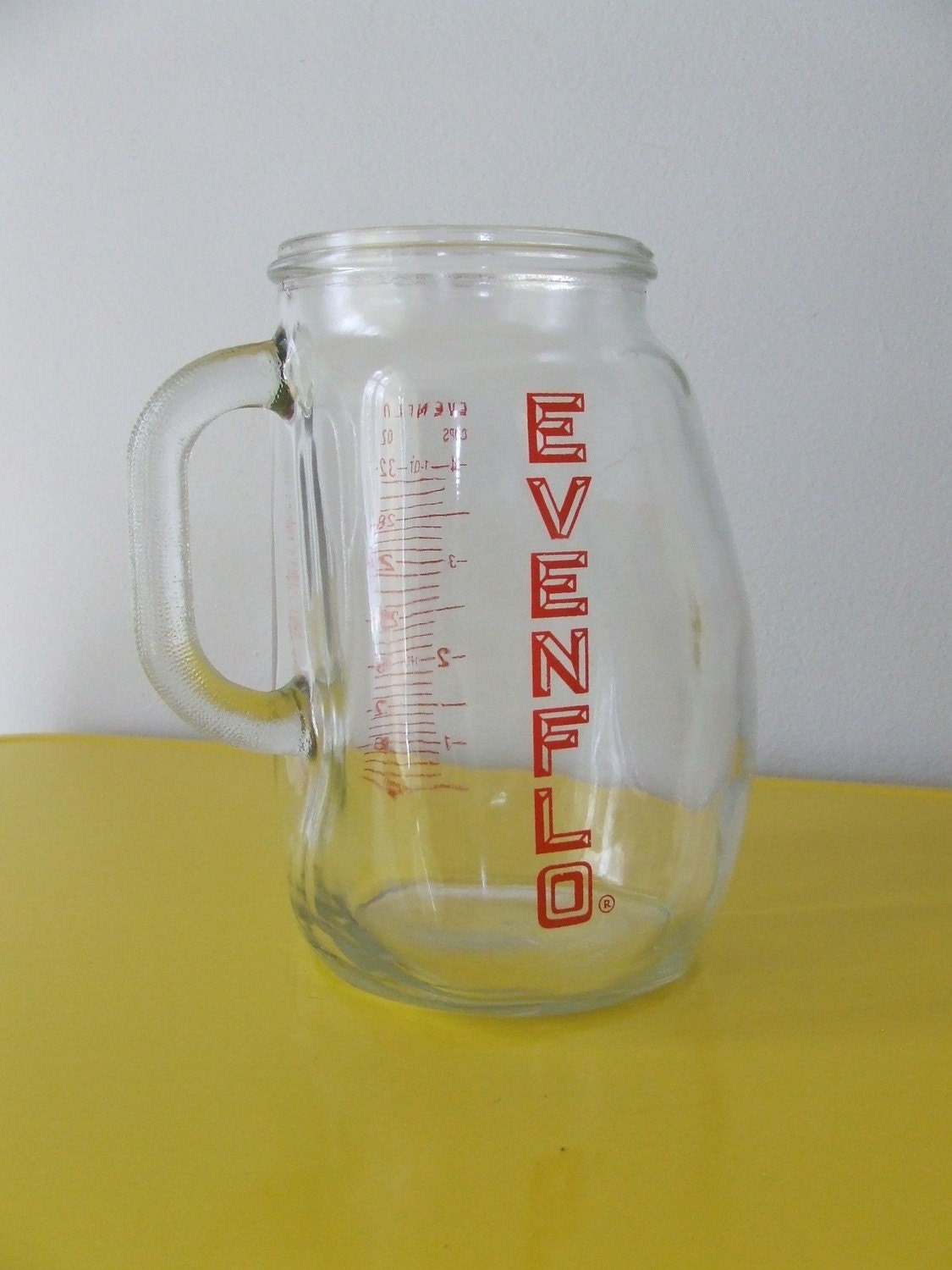 Quart Pitcher Large Glass Measuring Cup Curved Leaning