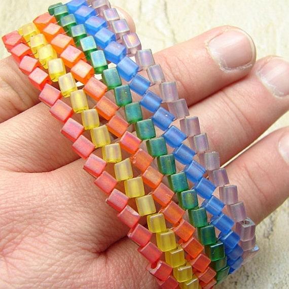 handmade woven bead rainbow bracelet rainbow connection