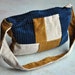 blue, gold, and white corduroy patchwork purse with zipper ON SALE