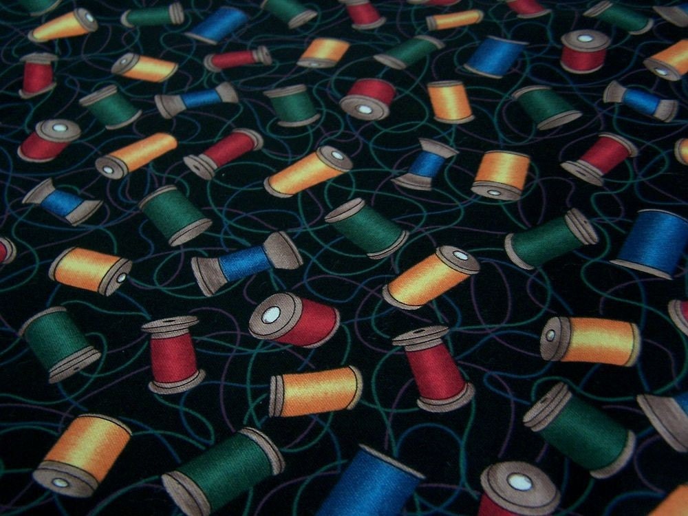 Clearance/44" in width Colorful Sewing Spools Fabric from iwawa on Etsy