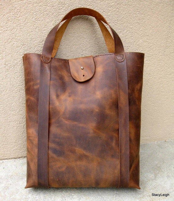 Mustang Oiled Cowhide Leather Rustic Tote Bag by Stacy Leigh