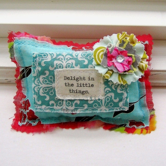 Lavender Sachet Small Pillow Sachet Appliqued Flower